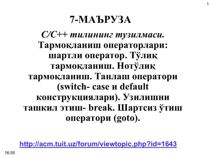S/С++ tilining tuzilmasi