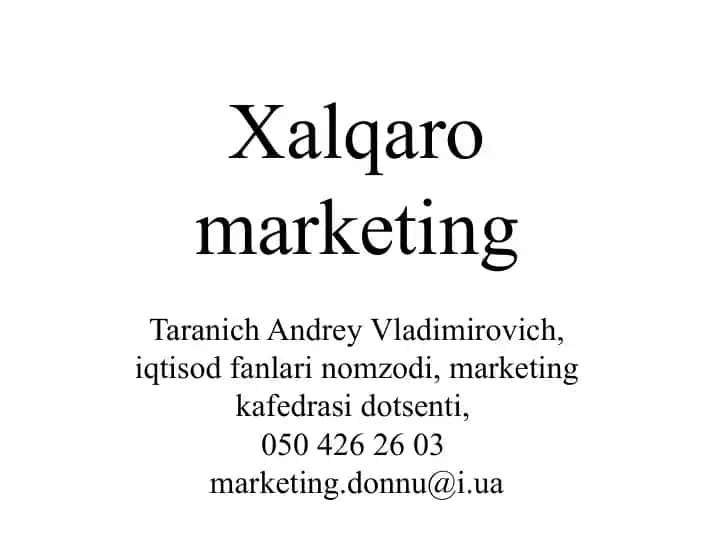 Xalqaro marketing