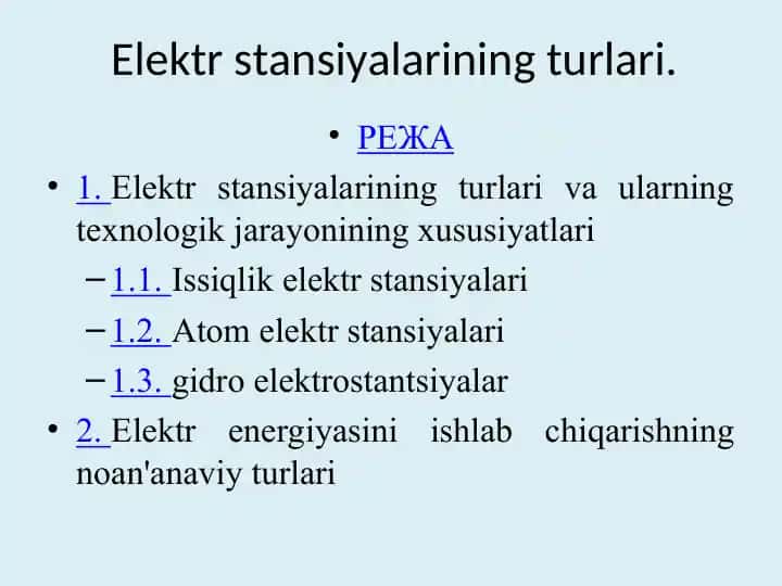 Elektr stansiyalarining turlari