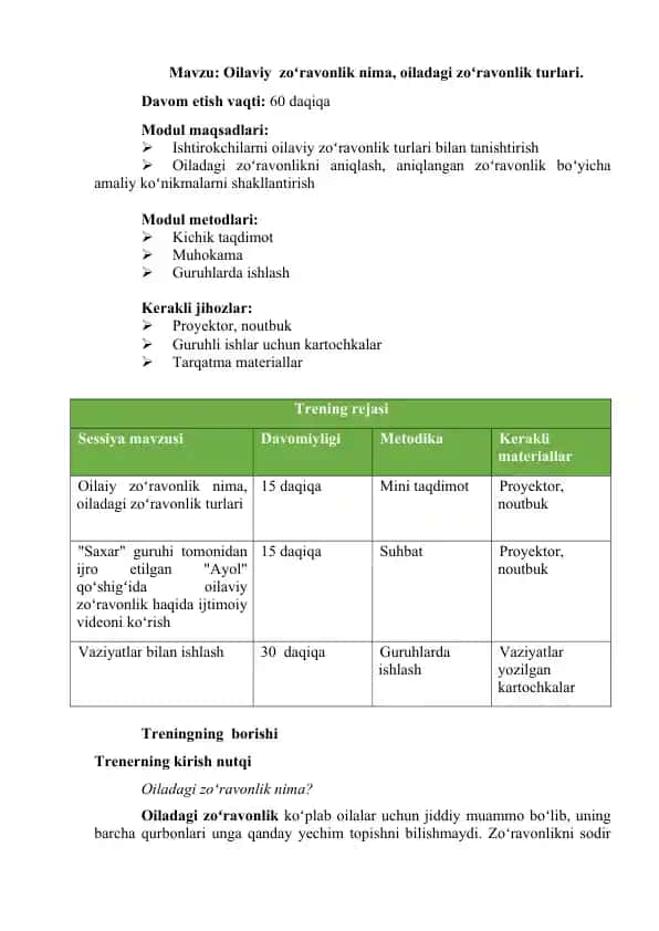Oiladagi Zo'ravonlik Nima?