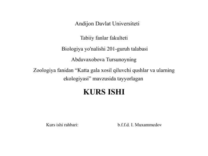 Kattagalaxosilqiluvchi qushlar va ularning ekologiyasi