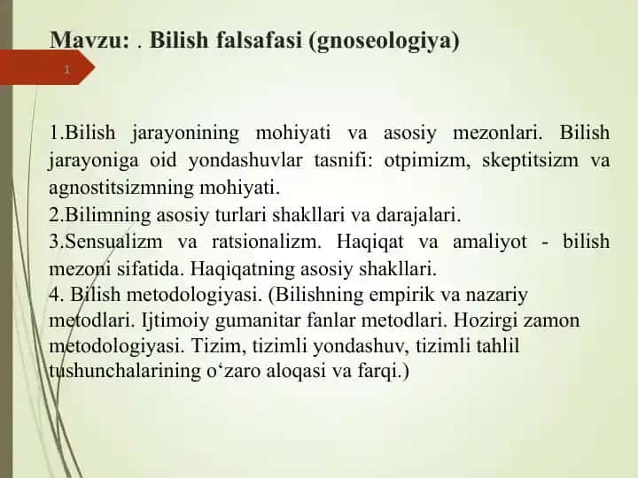 Bilish falsafasi (gnoseologiya)