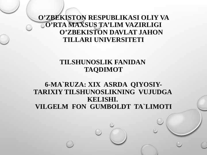 XIX Asrda Qiyosiy-Tarixiy Tilshunoslikning Vujudga Kelishi