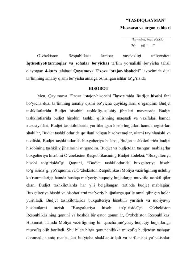 Amaliy ishlar/Iqtisodiyot