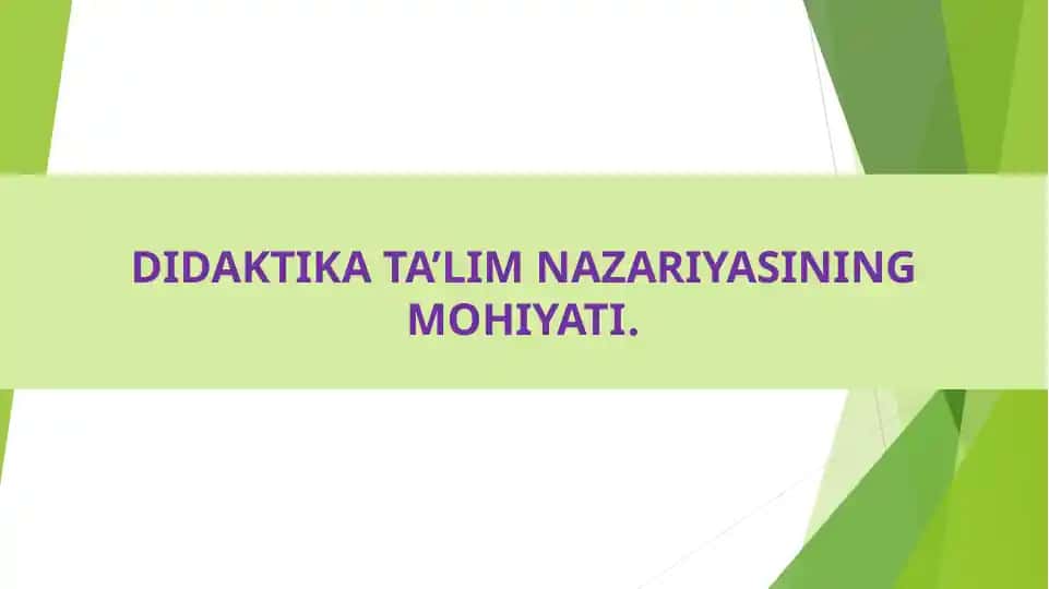 Didaktika ta’lim nazariyasi