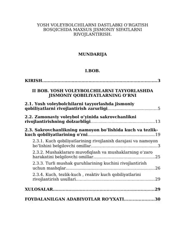 YOSH VOLEYBOLCHILARNI DASTLABKI O‘RGATISH BOSQICHIDA MAXSUS JISMONIY SIFATLARNI RIVOJLANTIRISH