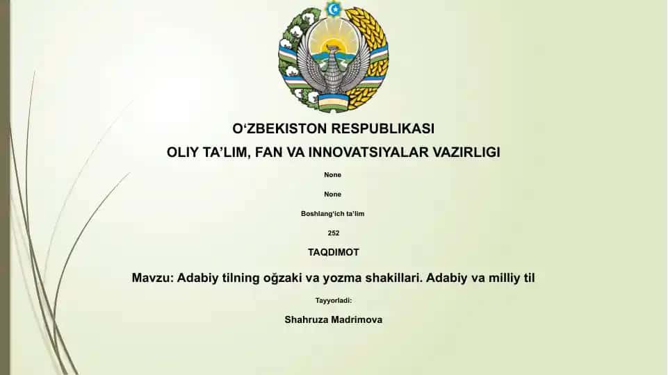 Adabiy tilning oğzaki va yozma shakillari