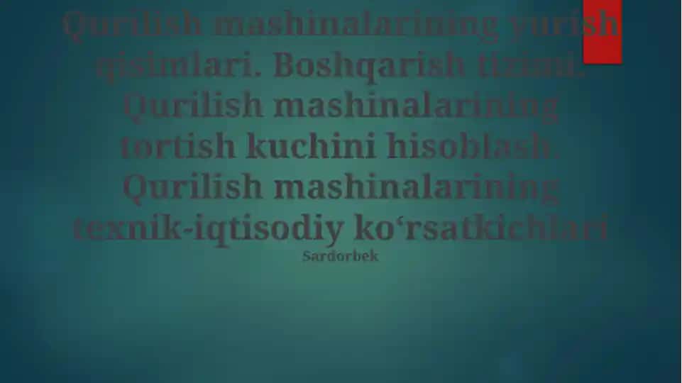 Qurilish Mashinalarining Yurish Qismlari