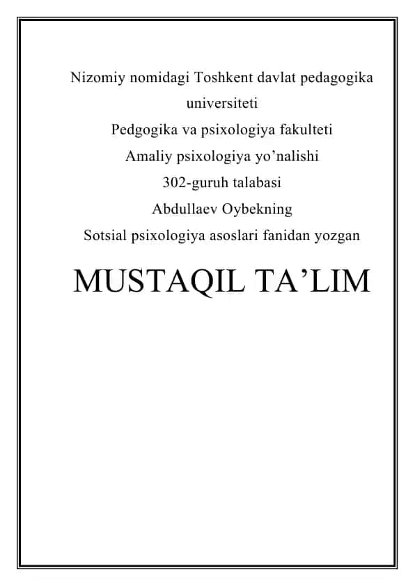 Ijtimoiy psixologiyada ziddiyatlar muammosi