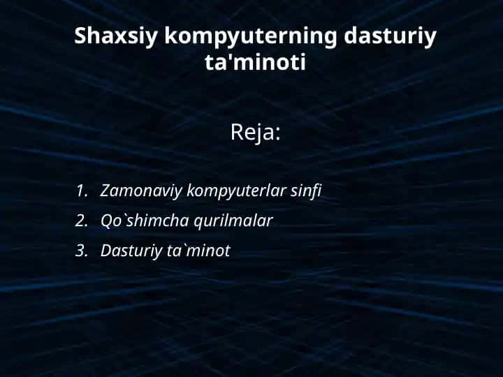 Shaxsiy kompyuterning dasturiy ta'minoti