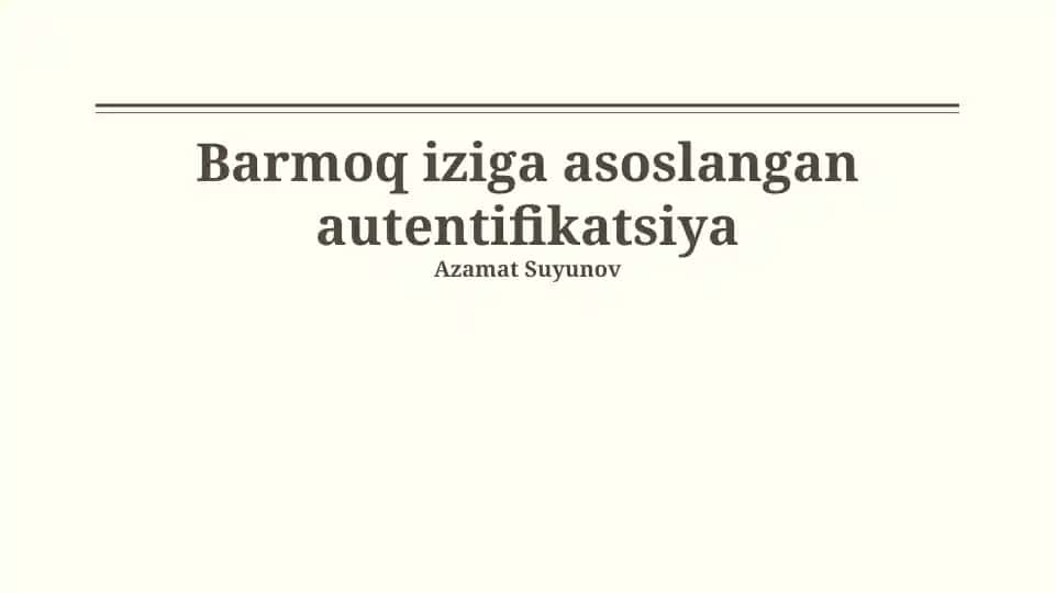 Barmoq iziga asoslangan autentifikatsiya