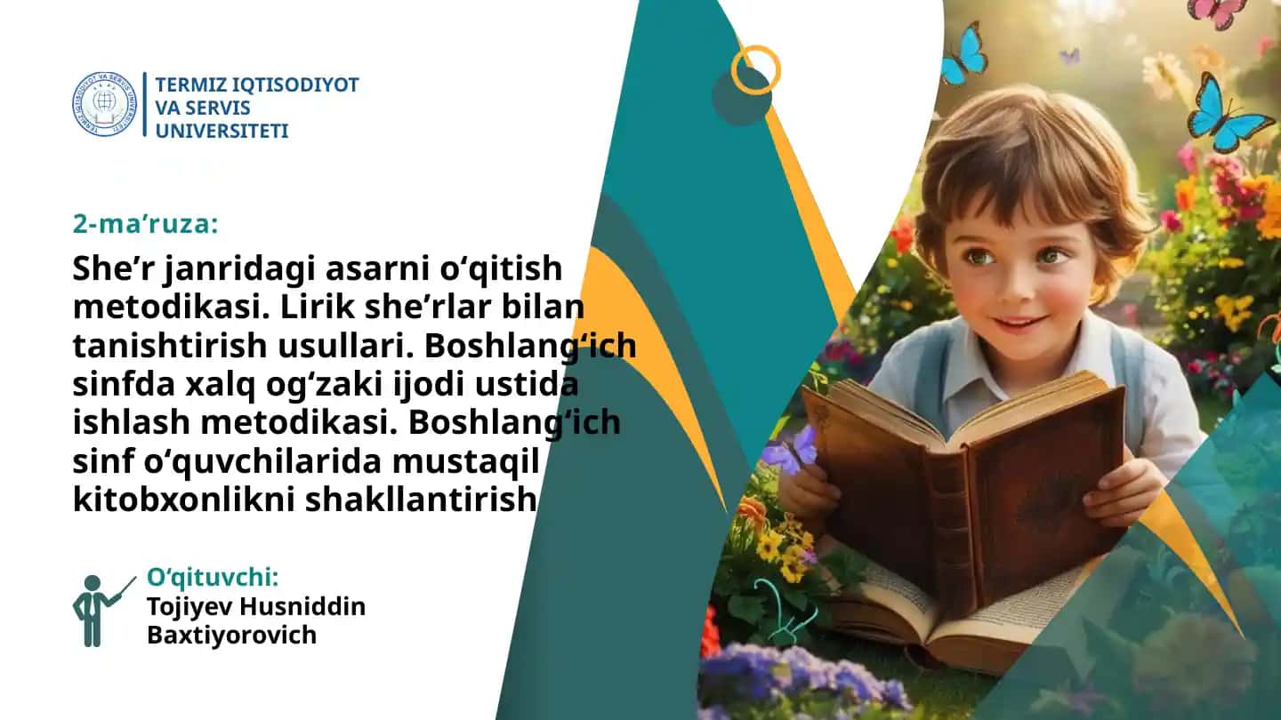 Sheʼr janridagi asarni oʻqitish metodikasi