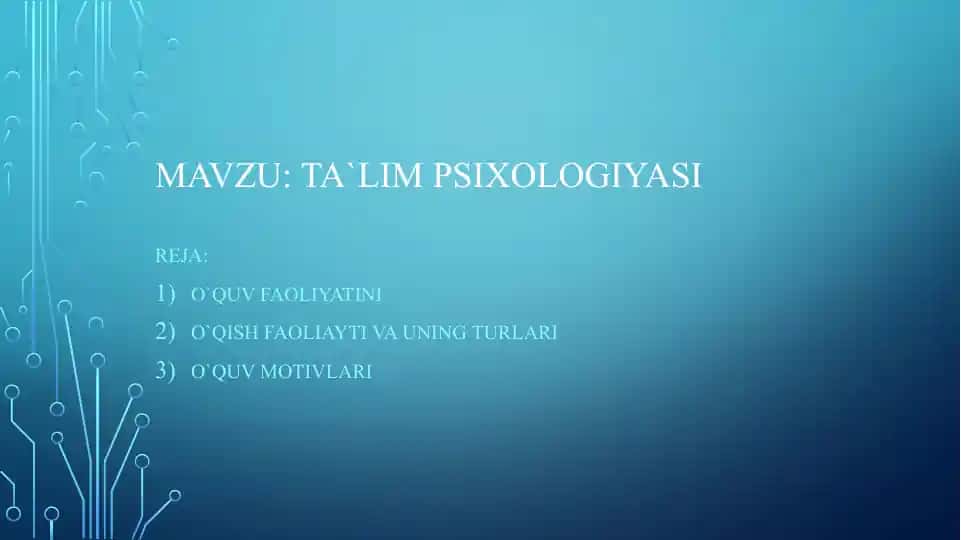 Ta'lim Psixologiyasi