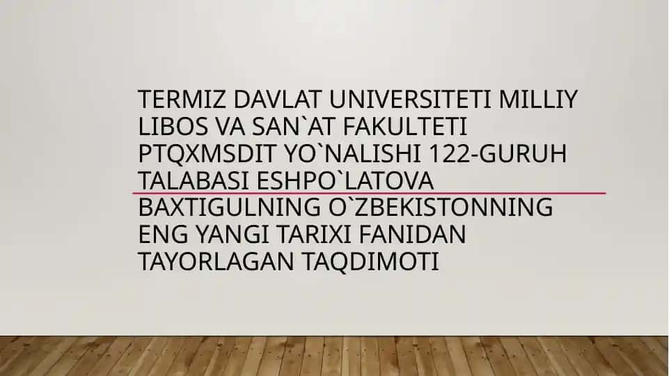 Mustaqil O`zbekiston Respublikasining Tashkil Topishi va Ahamiyati