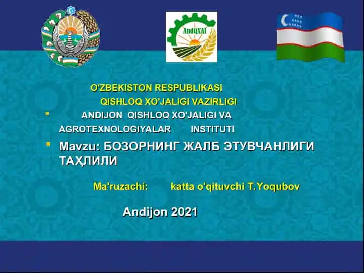 Bozorni jalb etuvchanligi tahlili.
