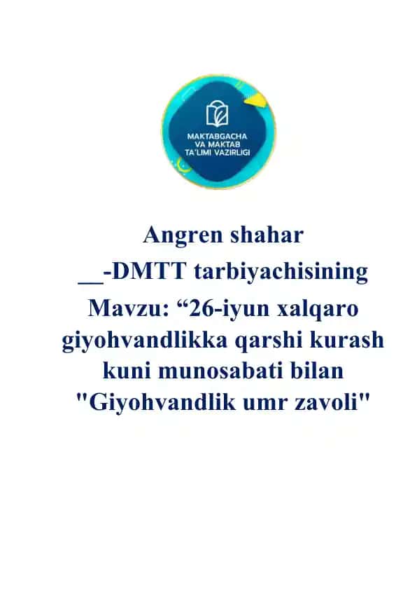 Giyohvandlik Umumiy Tarbiya Tizimi