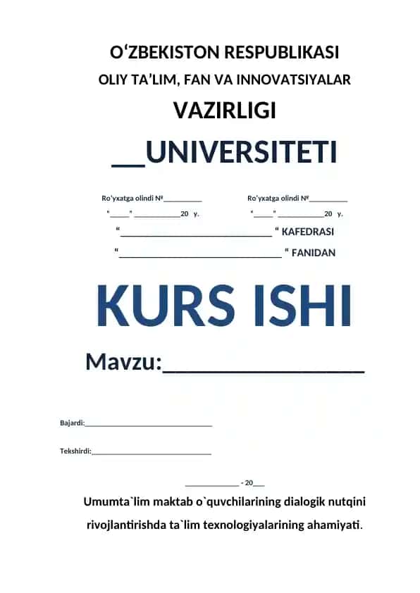 Boshlang‘ich sinflar uchun fransuz tilini o‘rgatish kurs ishi