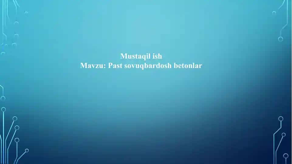 Betonning Sovuqqa Chidamliligi Tasnifi