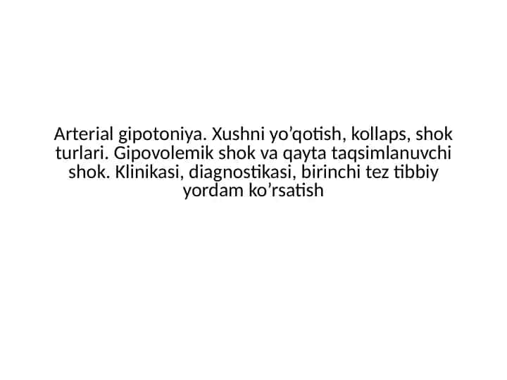 Arterial gipotonioya klinik amaliyot