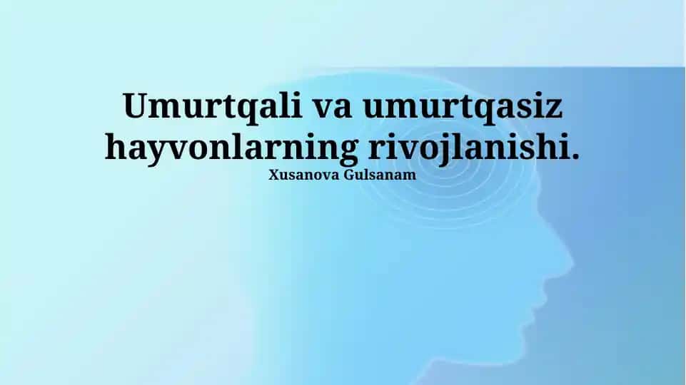Umurtqali va umurtqasiz hayvonlarning rivojlanishi