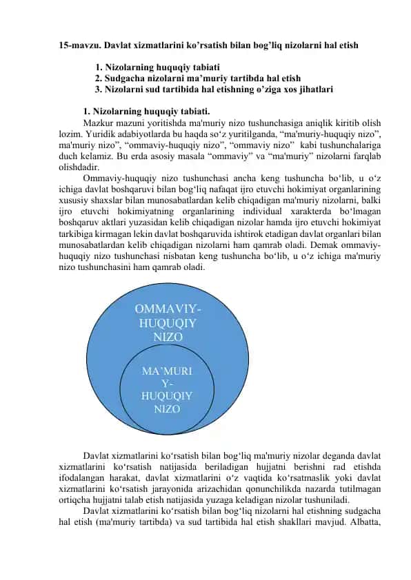 Nizolarning huquqiy tabiati