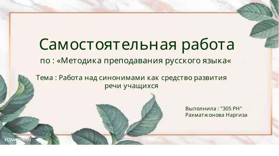 Методика преподавания русского языка