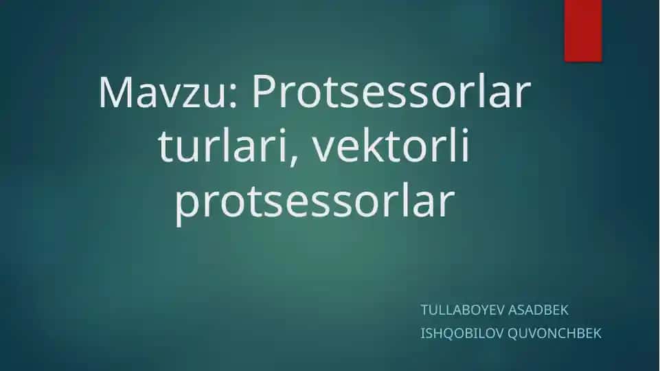 Protsessorlar turlari, vektorli protsessorlar