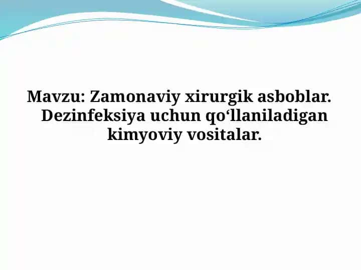Dezinfeksiya uchun qo'llaniladigan kimyoviy vositalar