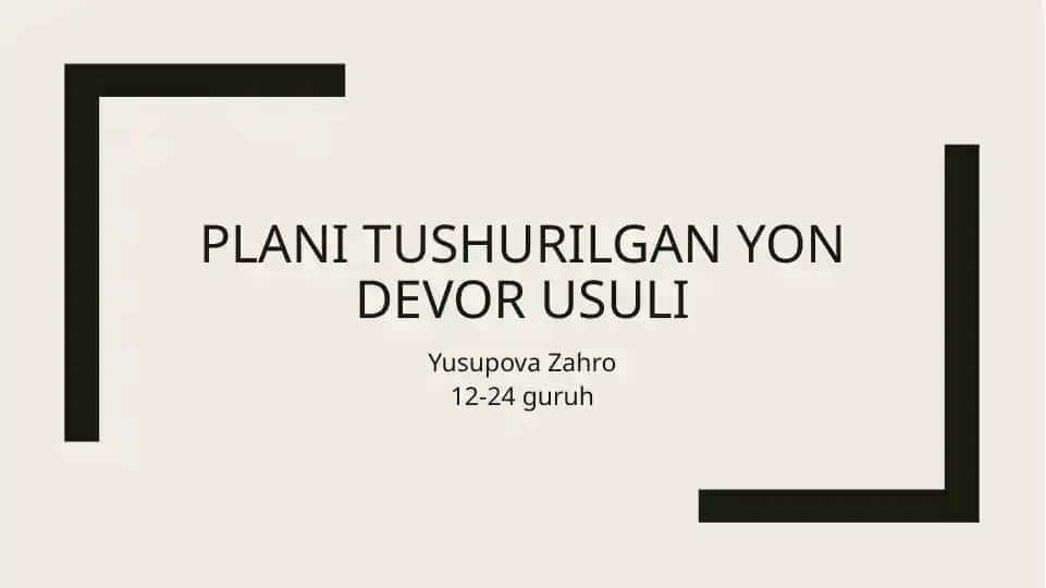 Plani Tushurilgan Yon Devor Usuli