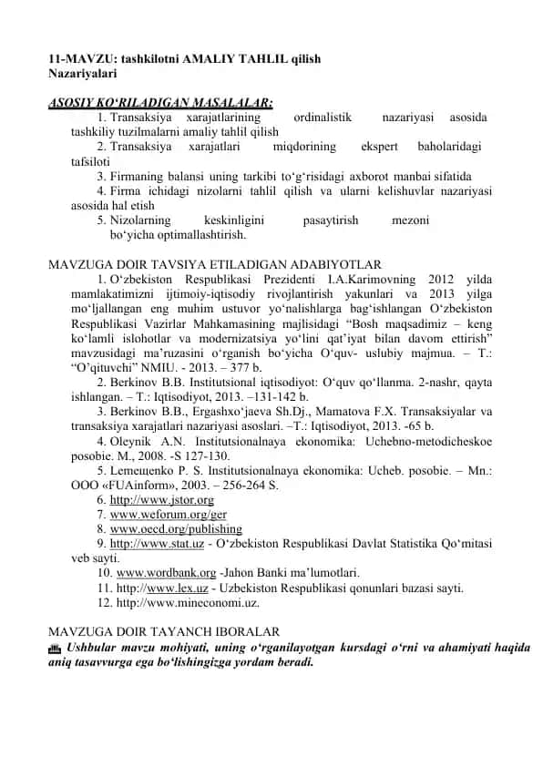 AMALIY TAHLIL TAVSIYALARI