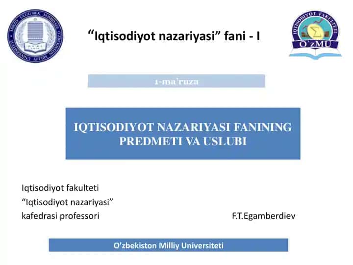 "Iqtisodiyot nazariyasi"