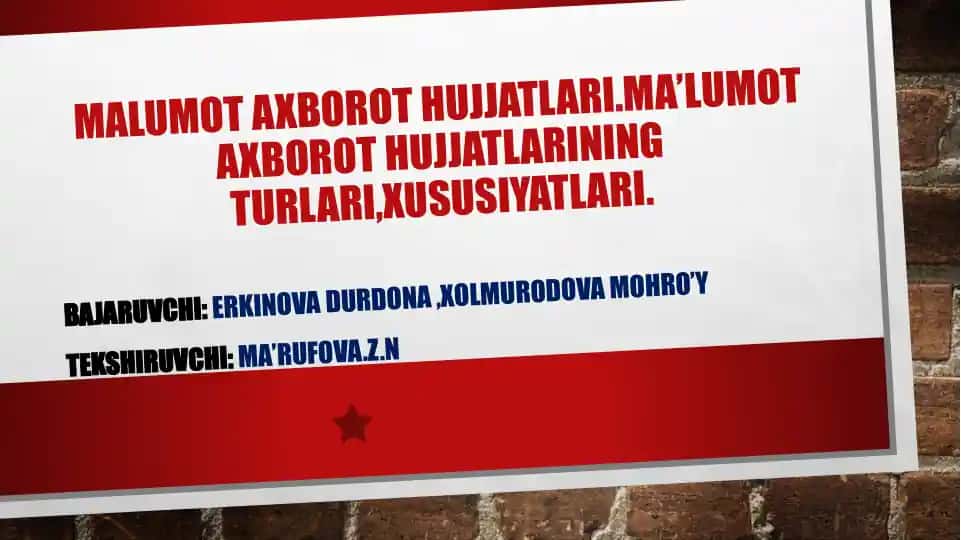 Malumot axborot hujjatlari