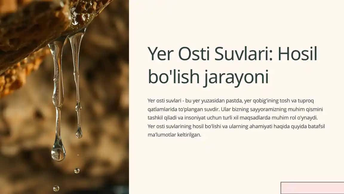 Yer Osti Suvlari: Hosil bo'lish jarayoni
