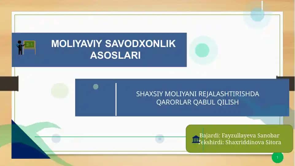 Moliyaviy savodxonlik asoslari