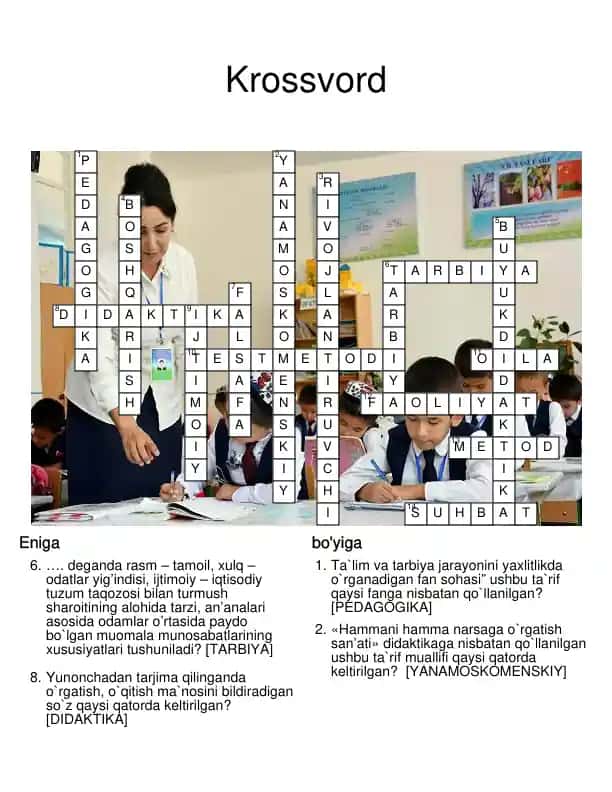 Krossvord: Pedagogika asoslari