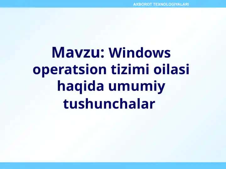 Windows operatsion tizimi