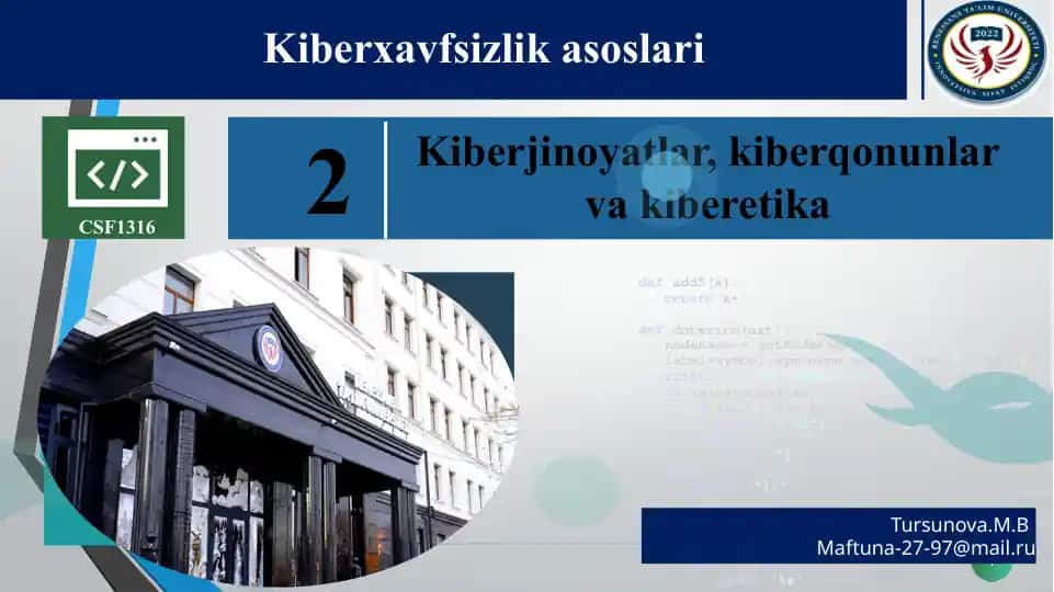Kiberxavfsizlik asoslari