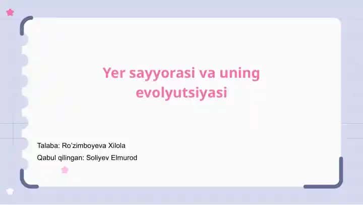 Yer sayyorasi va uning evolyutsiyasi