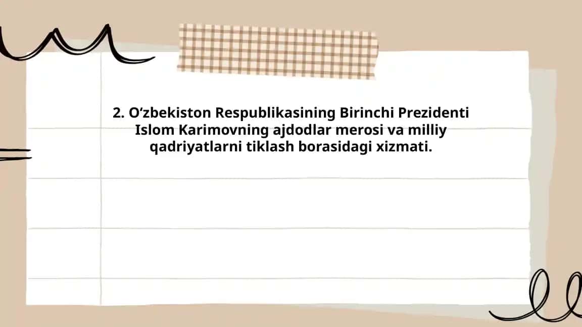 Islom Karimovning ajdodlar merosi va milliy qadriyatlarni tiklash borasidagi xizmati