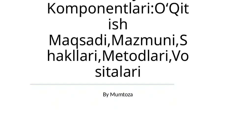 BoshlangʻIch Sinflarda Matematika OʻQitish Metodikasi Fan Sifatida