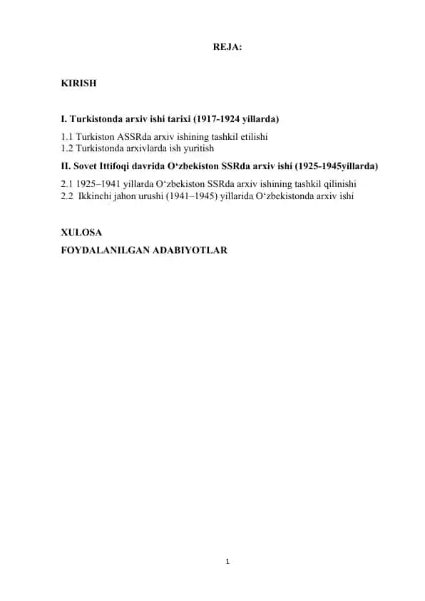 Turkistonda arxiv ishi tarixi (1917-1924 yillarda)