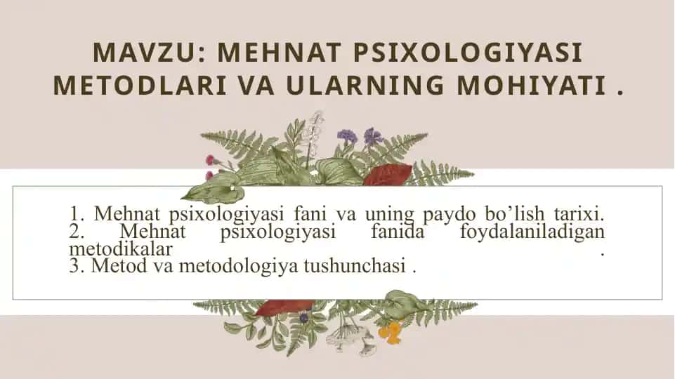 Mehnat psixologiyasi