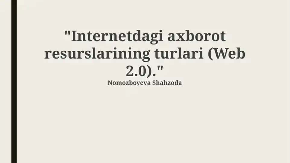 Web 2.0: Tushuncha va Asosiy Xususiyatlar