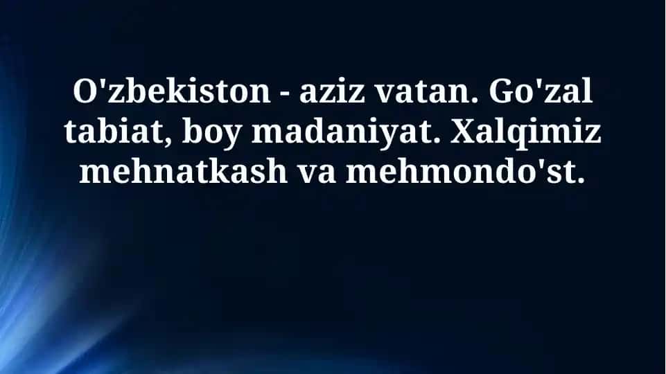 O'zbekiston - aziz Vatan