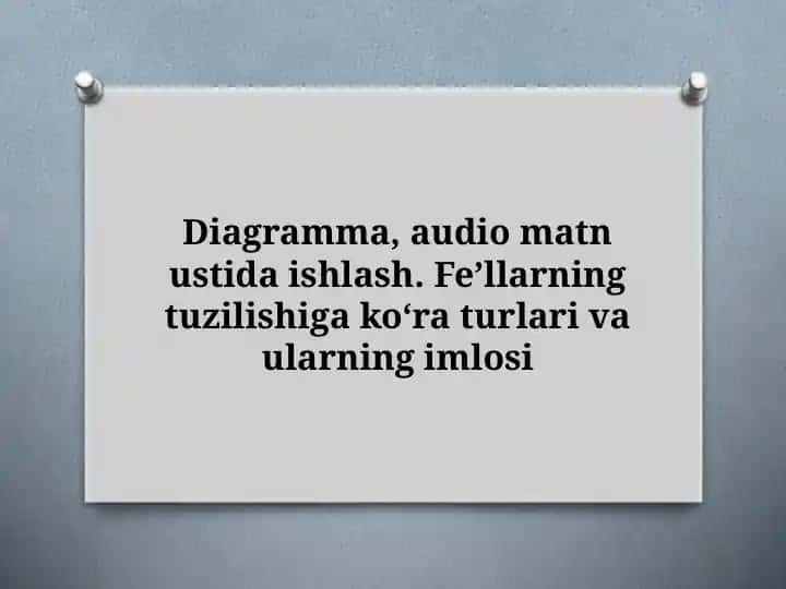 Dars rejasi, audio matn ustida ishlash.