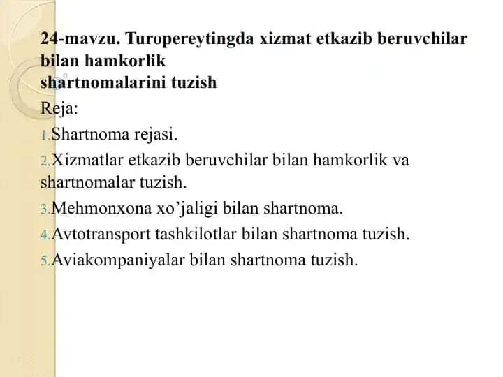 Shartnoma rejasi