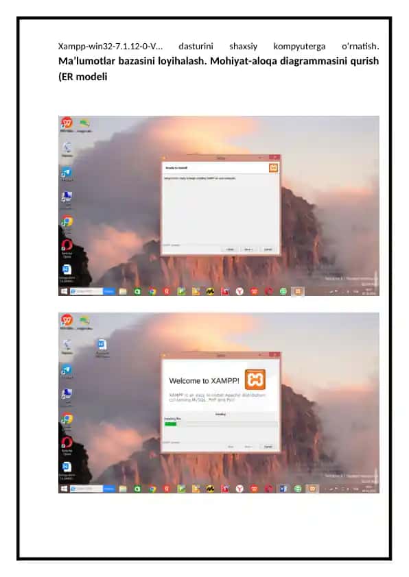 Xampp-win32-7.1.12-0-V dasturini shaxsiy kompyuterga oʻrnatish.