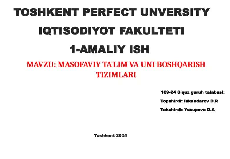 Masofaviy ta'lim va uni boshqarish tizimlari