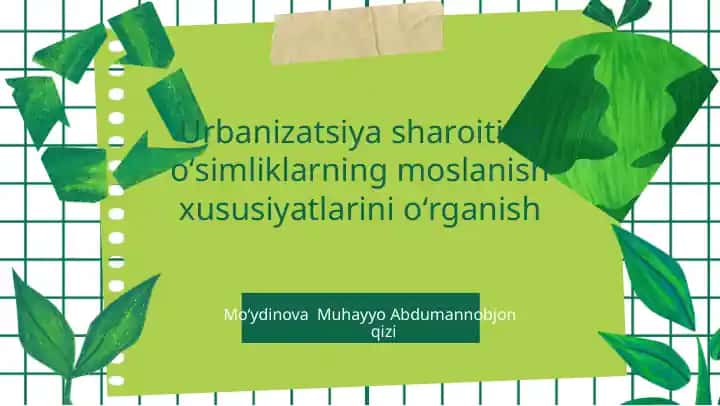 Oʻsimliklarning urbanizatsiyaga moslashish strategiyalari
