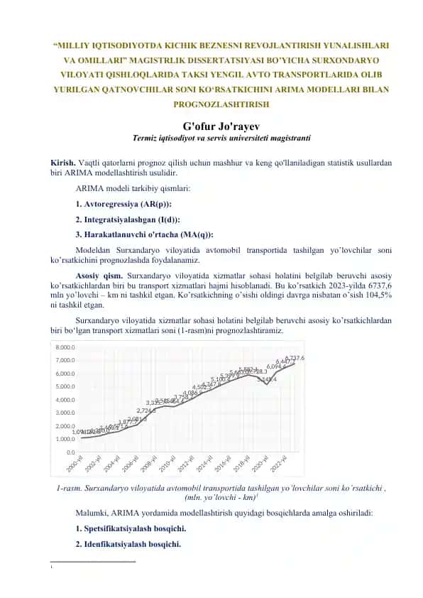MILLİY IQTİSODİYOTDA KİCHİK BEZNESNI REVOJLANTIRISH YUNALISHLARI VA OMILLARI MAGISTRLIK DISSERTATSIYASI